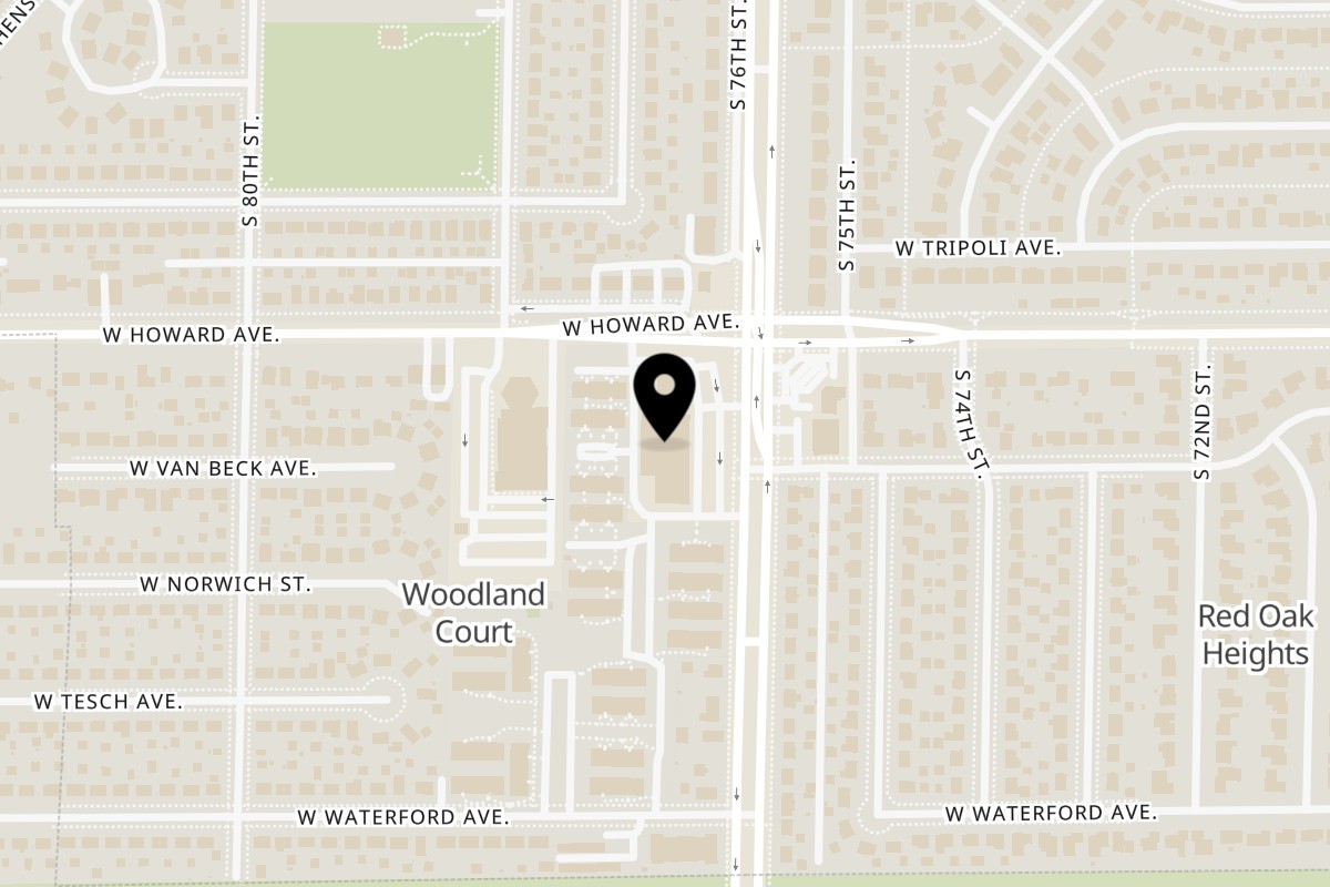 Map showing the location of Antique Indian Restaurant Bar & Grills on 3933 S 76th St in Milwaukee